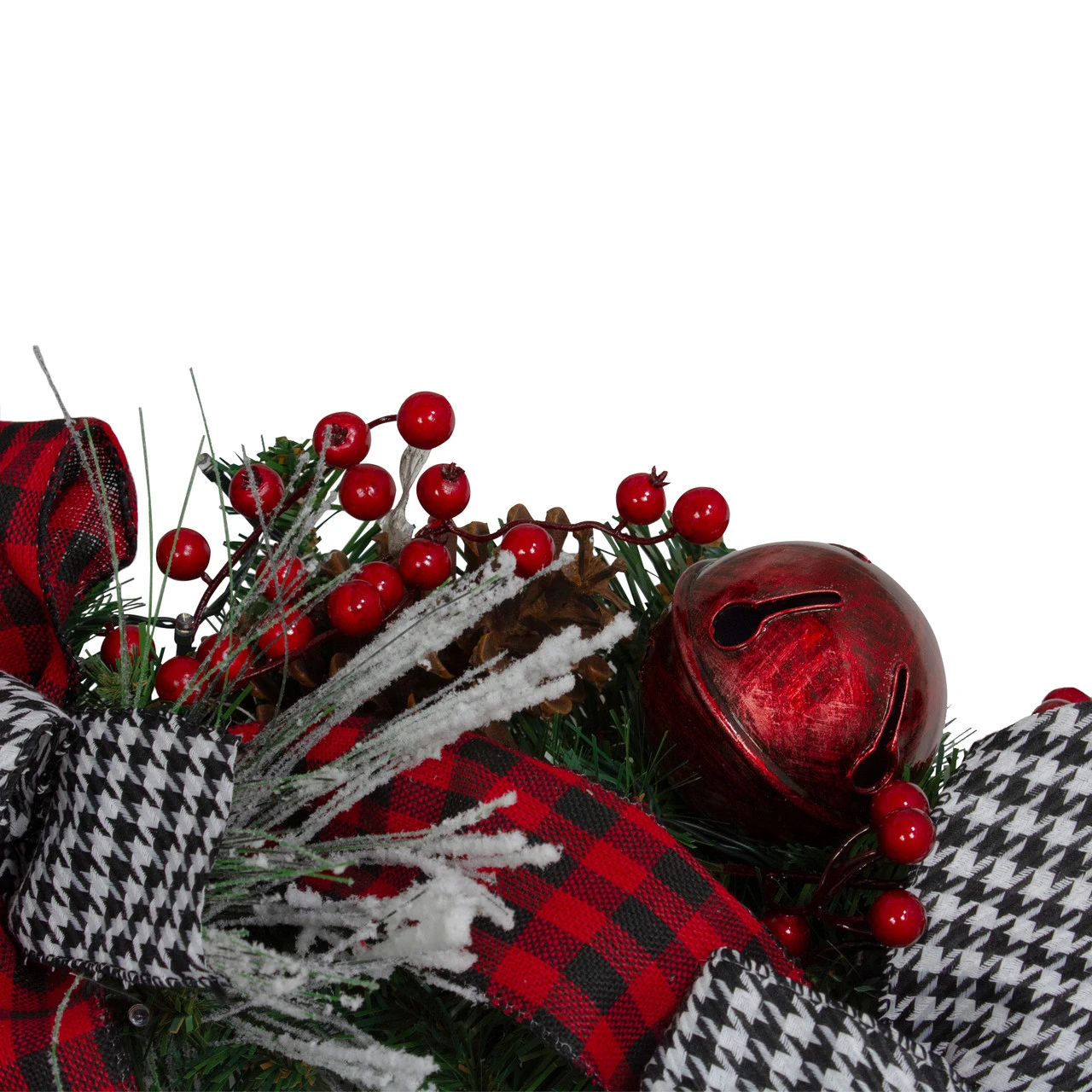 Plaid And Houndstooth And Red Berries Artificial Christmas Wreath - 24-Inch, Unlit 5 Plaid And Houndstooth And Red Berries Artificial Christmas Wreath - 24-Inch, Unlit - Image 3