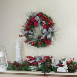 Plaid And Houndstooth And Red Berries Artificial Christmas Wreath - 24-Inch, Unlit 7 Plaid And Houndstooth And Red Berries Artificial Christmas Wreath - 24-Inch, Unlit -Noel Twinkle Shop northlight sm91191 5 75393.1667657228