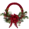 Red And Black Buffalo Plaid And Berry Artificial Christmas Wreath - 24-Inch, Unlit