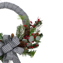 Black And White Houndstooth And Berry Artificial Christmas Wreath - 24-Inch, Unlit 8 Black And White Houndstooth And Berry Artificial Christmas Wreath - 24-Inch, Unlit -Noel Twinkle Shop northlight sm91202 1 17766.1667576271