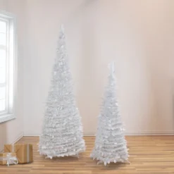 6' White Tinsel Pop-Up Artificial Christmas Tree, Unlit -Noel Twinkle Shop northlight sm92169 style 08043.1667530307