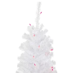 4' Pre-Lit Woodbury White Pine Slim Artificial Christmas Tree, Pink Lights -Noel Twinkle Shop northlight sm92880 3 updated 96489.1667530144