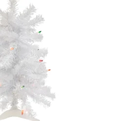 2' Lighted Woodbury White Pine Slim Artificial Christmas Tree, Multi Lights -Noel Twinkle Shop northlight sm92886 3 58519.1667535813