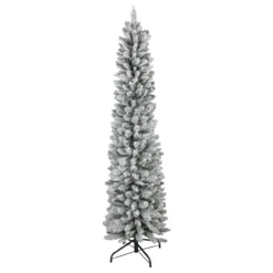 6' Flocked North River Pine Pencil Artificial Christmas Tree, Unlit