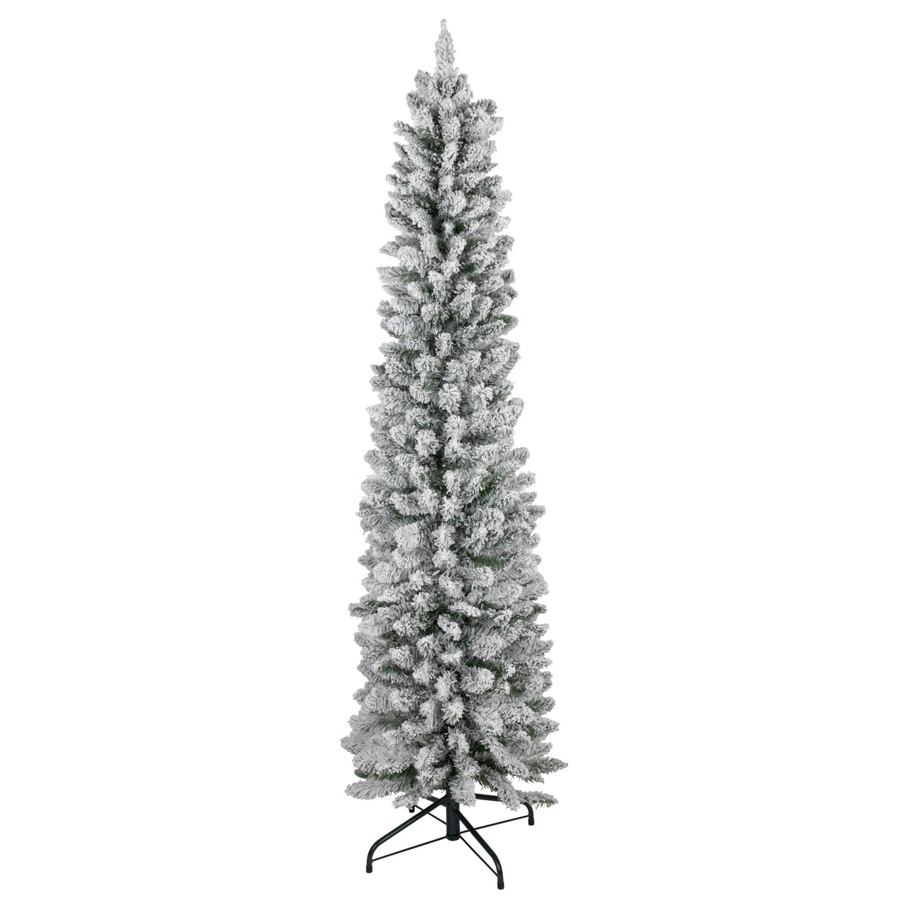 6' Flocked North River Pine Pencil Artificial Christmas Tree, Unlit 3 6' Flocked North River Pine Pencil Artificial Christmas Tree, Unlit