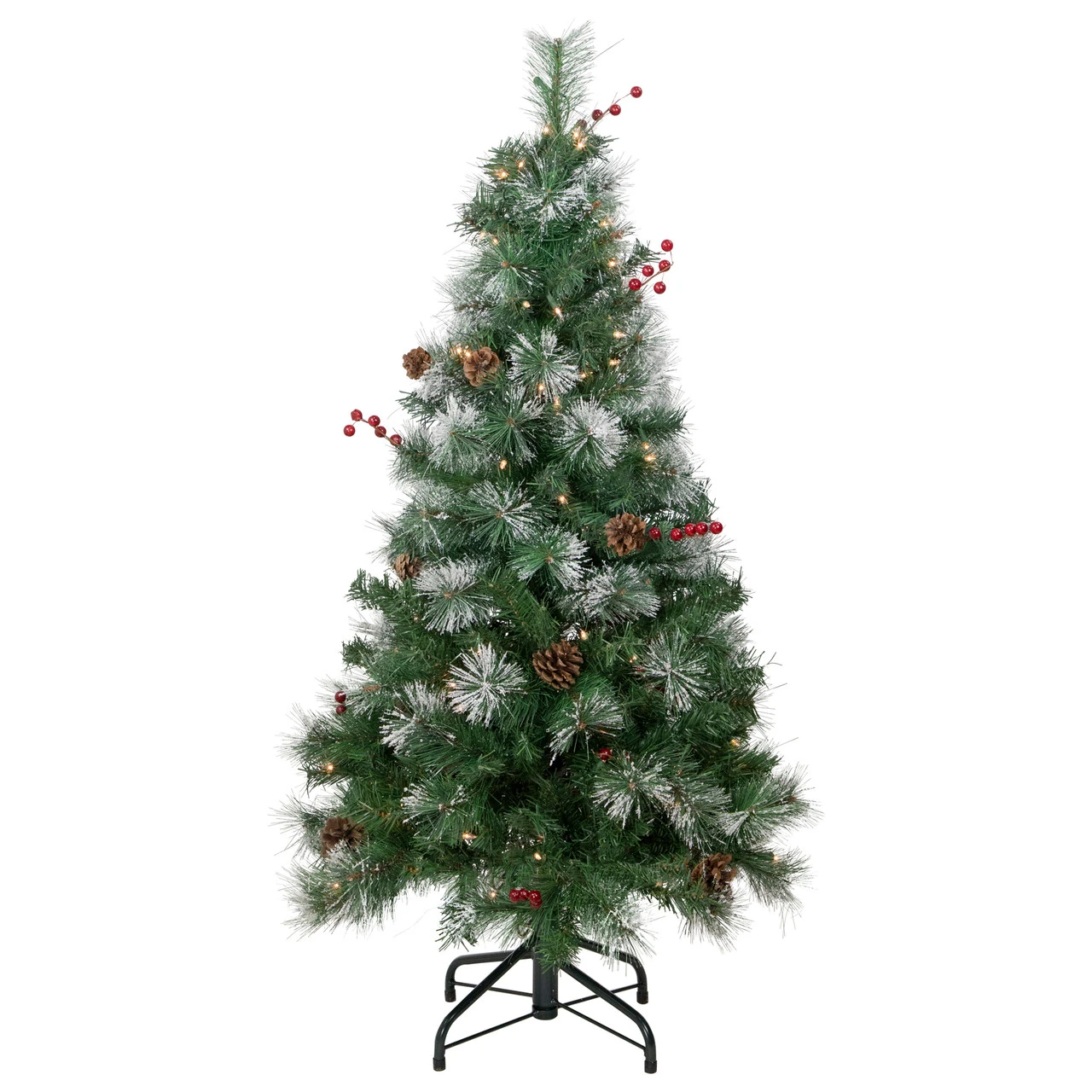 4' Pre-Lit Frosted Carolina Berry Spruce Artificial Christmas Tree, Clear Lights 3 4' Pre-Lit Frosted Carolina Berry Spruce Artificial Christmas Tree, Clear Lights