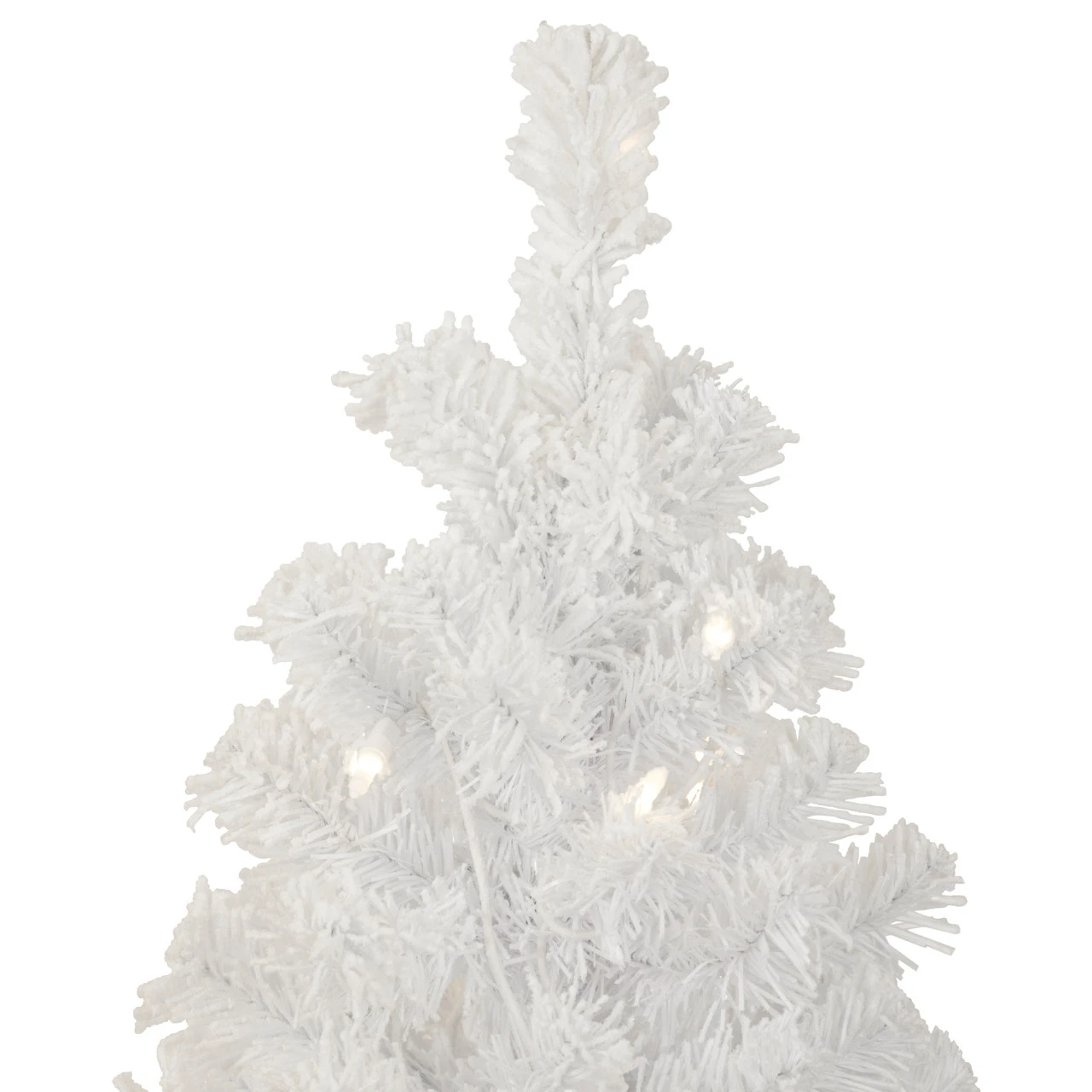 3.5' Pre-Lit Potted Flocked Winter Pine White Tinsel Artificial Christmas Tree, Clear Lights 4 3.5' Pre-Lit Potted Flocked Winter Pine White Tinsel Artificial Christmas Tree, Clear Lights - Image 2
