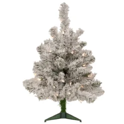 2' Pre-Lit Flocked Madison Pine Artificial Christmas Tree, Clear Lights