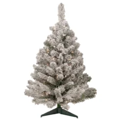 3' Pre-Lit Heavily Flocked Madison Pine Medium Artificial Christmas Tree, Clear Lights