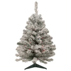 3' Pre-Lit Medium Heavily Flocked Madison Pine Artificial Christmas Tree, Multi Lights