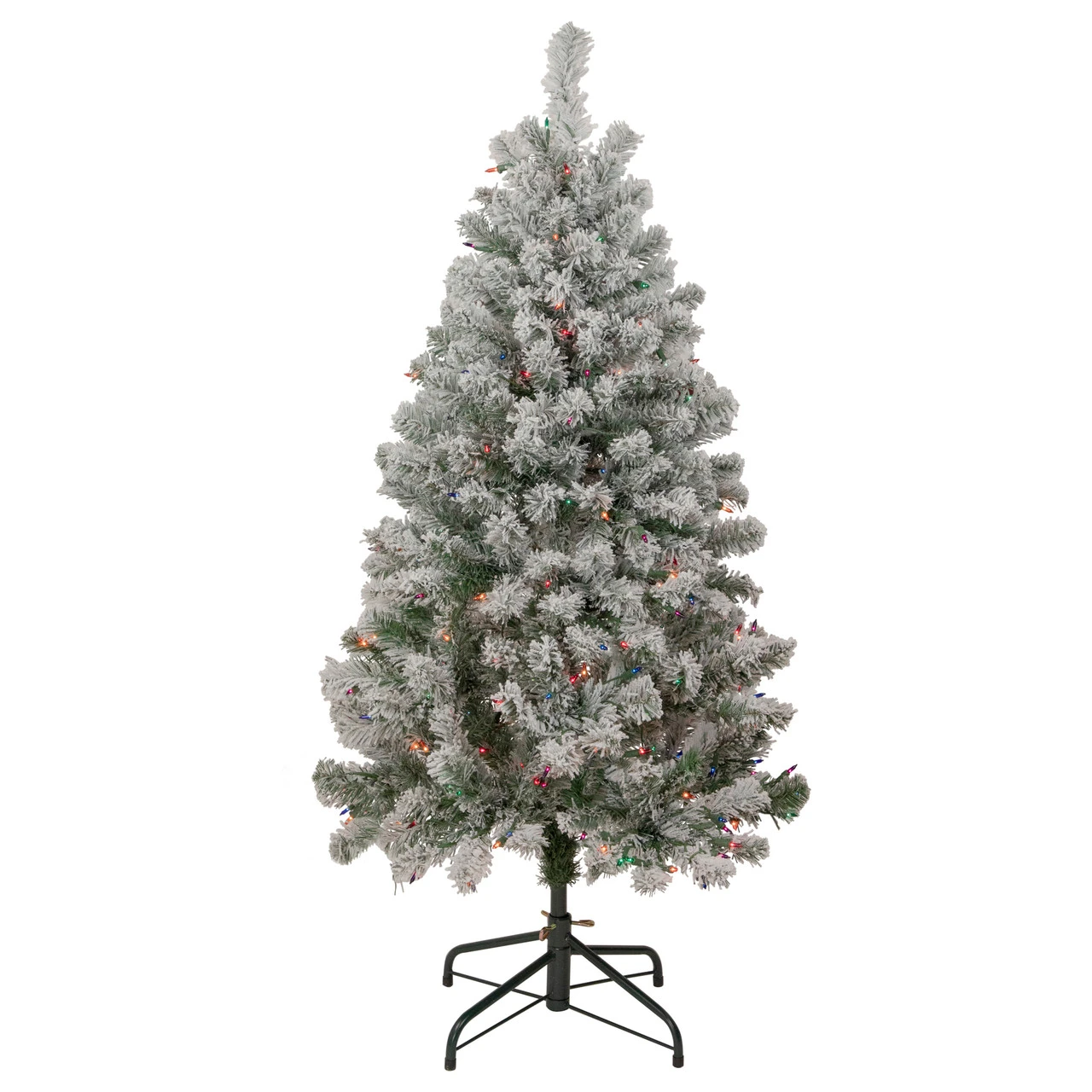 4.5' Pre-Lit Flocked Madison Pine Artificial Christmas Tree, Multi Lights 3 4.5' Pre-Lit Flocked Madison Pine Artificial Christmas Tree, Multi Lights