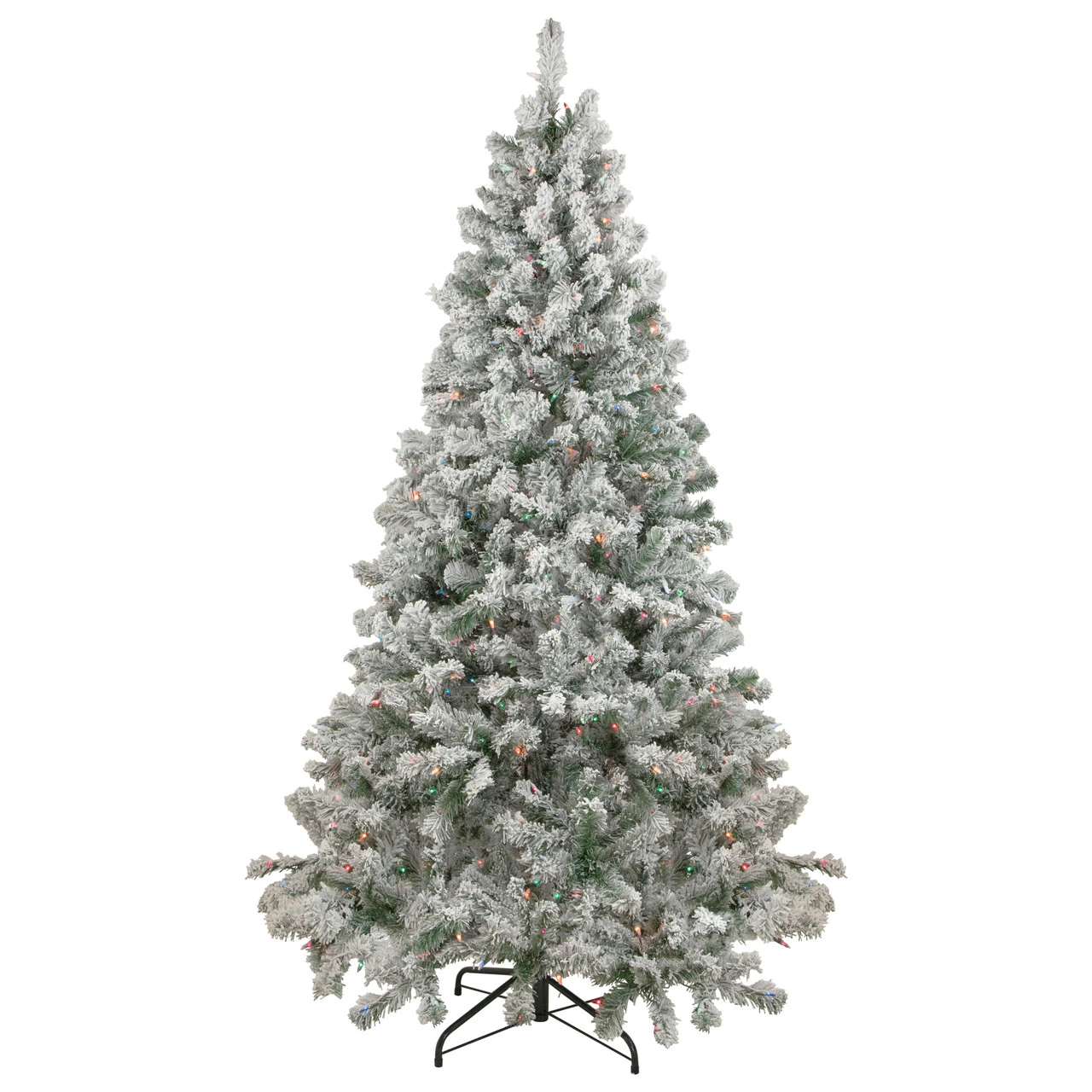 6.5' Pre-Lit Flocked Madison Pine Artificial Christmas Tree, Multi Lights 3 6.5' Pre-Lit Flocked Madison Pine Artificial Christmas Tree, Multi Lights