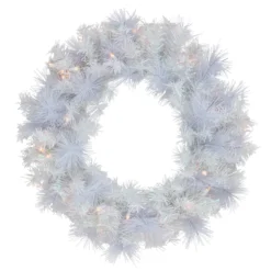 Pre-Lit Vermont White Pine Artificial Christmas Wreath, 24-Inch, Clear Lights