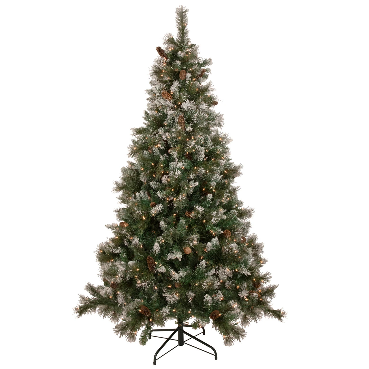 7.5' Pre-lit Snow Valley Pine Artificial Christmas Tree, Clear Lights 4 7.5' Pre-lit Snow Valley Pine Artificial Christmas Tree, Clear Lights - Image 2