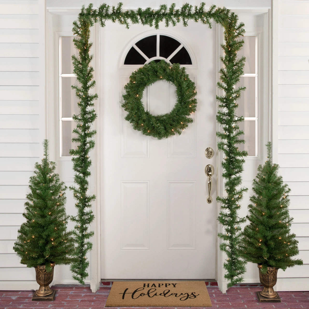 5-Piece Pre-Lit Artificial Wolcott Spruce Christmas Entryway Set 4 5-Piece Pre-Lit Artificial Wolcott Spruce Christmas Entryway Set - Image 2