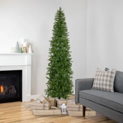 7.5' Silver Lake Fir Pencil Artificial Christmas Tree, Unlit -Noel Twinkle Shop northlight sm92989 style 97704.1667530132