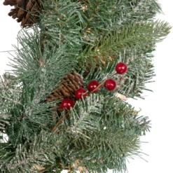 Pre-Lit Snowy Waterloo Pine Artificial Christmas Wreath - 24-Inch, Clear Lights -Noel Twinkle Shop northlight sm92999 updated 3 47309.1667530149