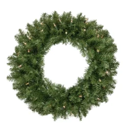 Pre-Lit Rockwood Pine Artificial Christmas Wreath - 24-Inch, Clear Lights