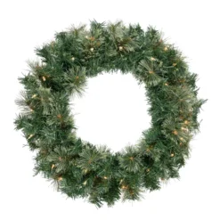 Pre-Lit Oregon Cashmere Pine Artificial Christmas Wreath, 24-Inch, Clear Lights