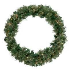 Pre-Lit Oregon Cashmere Pine Artificial Christmas Wreath, 36-Inch, Clear Lights