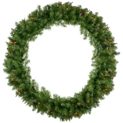 Pre-Lit Rockwood Pine Artificial Christmas Wreath, 36-Inch, Multi Lights