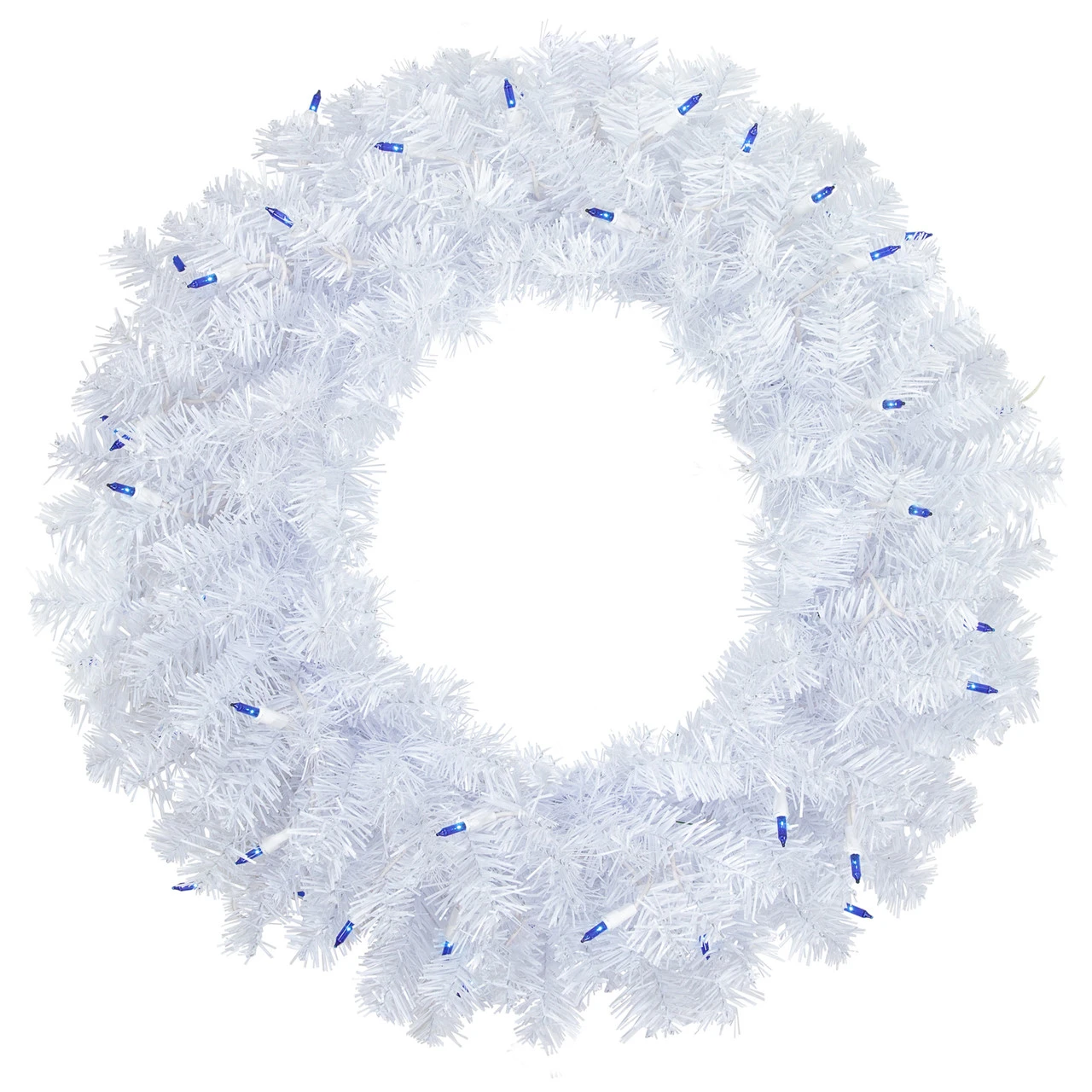 Pre-Lit Woodbury White Pine Artificial Christmas Wreath, 24-Inch, Blue Lights 3 Pre-Lit Woodbury White Pine Artificial Christmas Wreath, 24-Inch, Blue Lights
