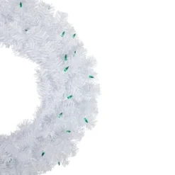 Pre-Lit Woodbury White Pine Artificial Christmas Wreath, 24-Inch, Green Lights -Noel Twinkle Shop northlight sm93090 2new 79172.1671631275