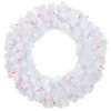 Pre-Lit Woodbury White Pine Artificial Christmas Wreath, 24-Inch, Pink Lights