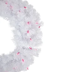Pre-Lit Woodbury White Pine Artificial Christmas Wreath, 24-Inch, Pink Lights -Noel Twinkle Shop northlight sm93091 2 43977.1671630161