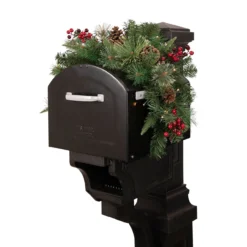 36" Pre-lit Decorated Pine Cone And Berries Artificial Christmas Mailbox Swag