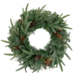 24" Pre-Lit Artificial Mixed Pine And Pine Cone Christmas Wreath
