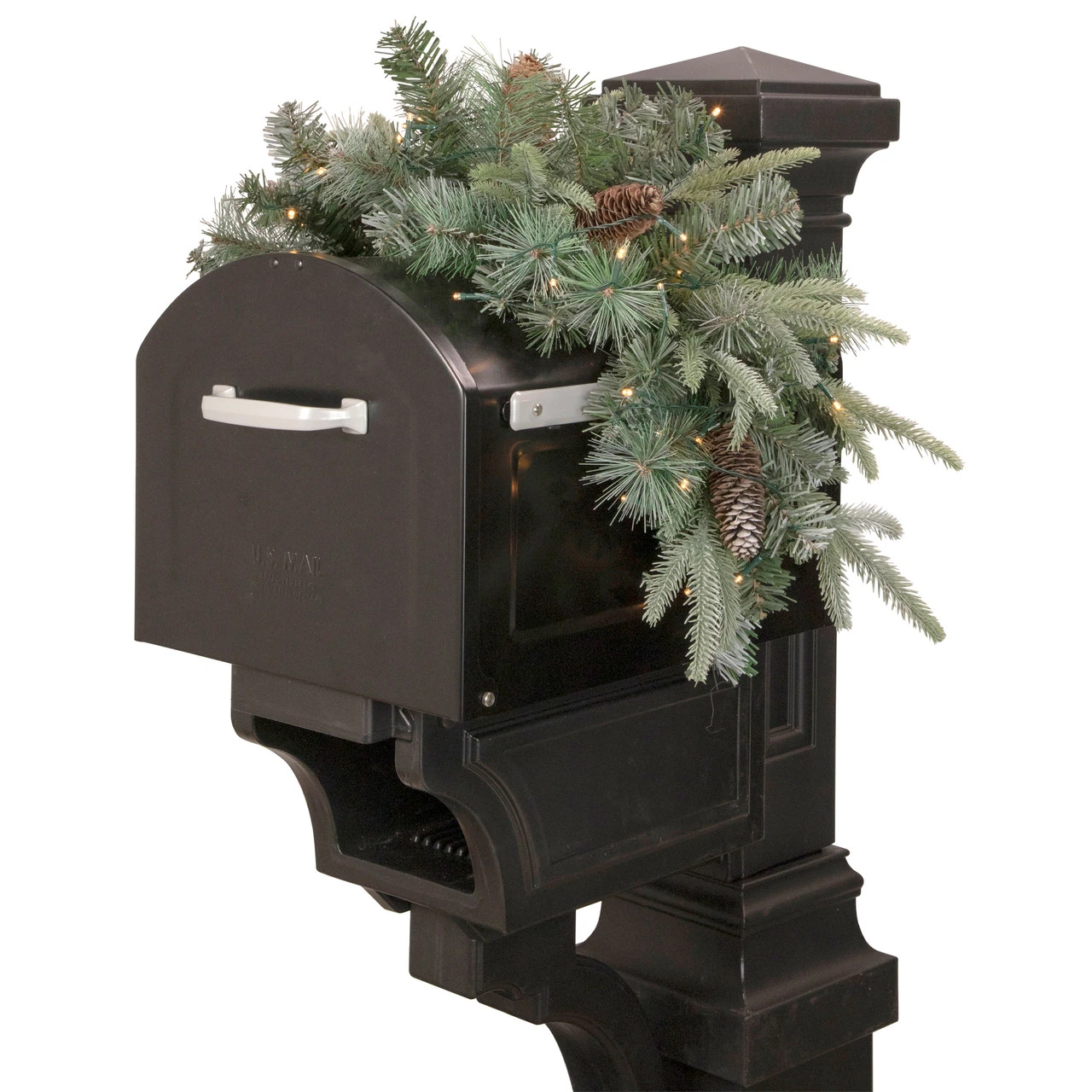 36" Pre-lit Pine Cone And Artificial Mixed Pine Christmas Mailbox Swag 3 36" Pre-lit Pine Cone And Artificial Mixed Pine Christmas Mailbox Swag