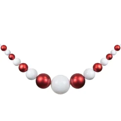 6' Red And White Shiny And Matte Shatterproof Ball Christmas Swag