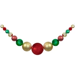 6' Red, Gold And Green Shiny And Matte Shatterproof Ball Christmas Swag