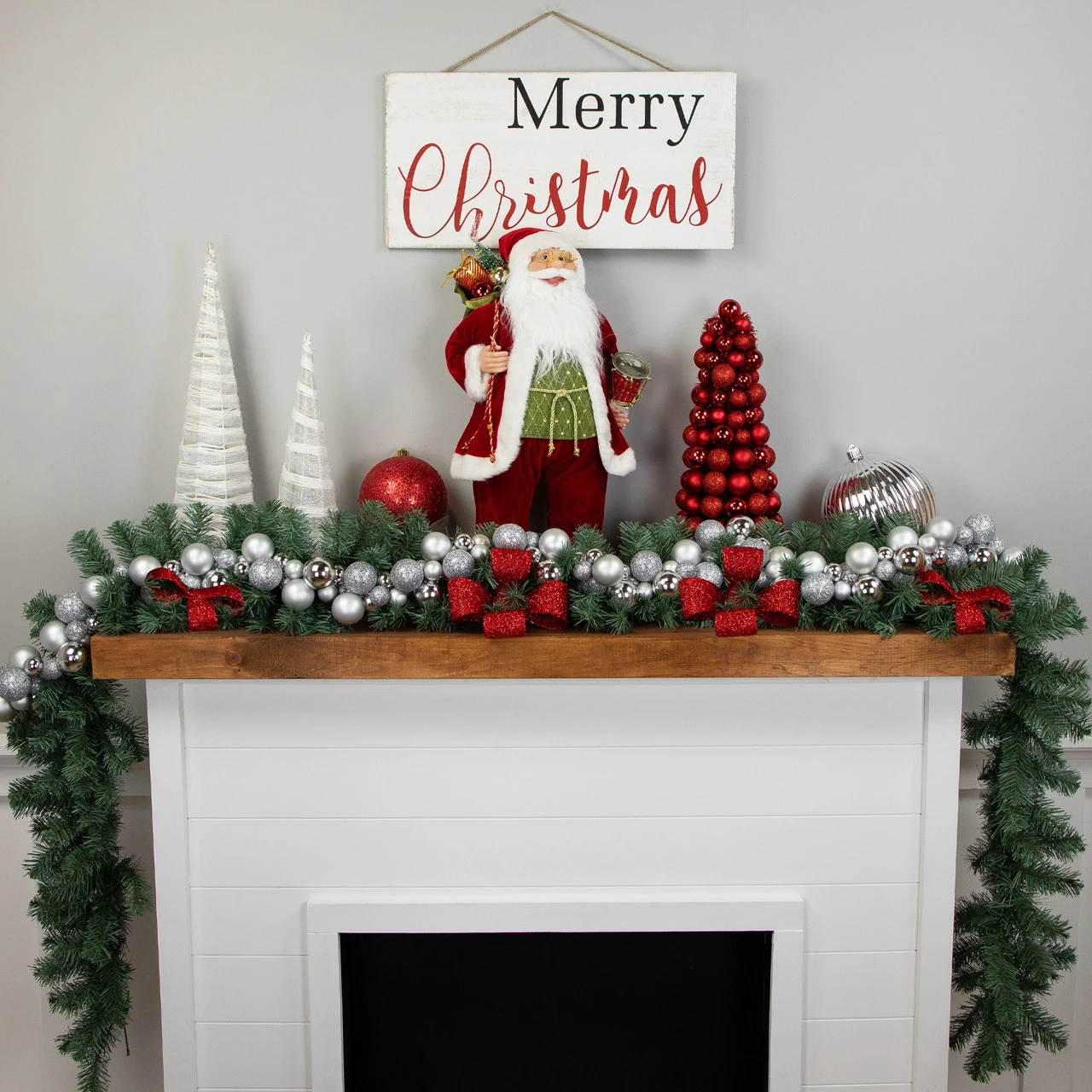 6' Silver Shatterproof Ball 3-Finish Christmas Garland 4 6' Silver Shatterproof Ball 3-Finish Christmas Garland - Image 2