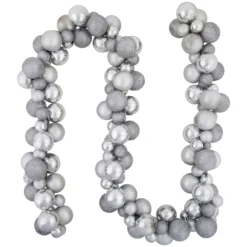 6' Silver Shatterproof Ball 3-Finish Christmas Garland