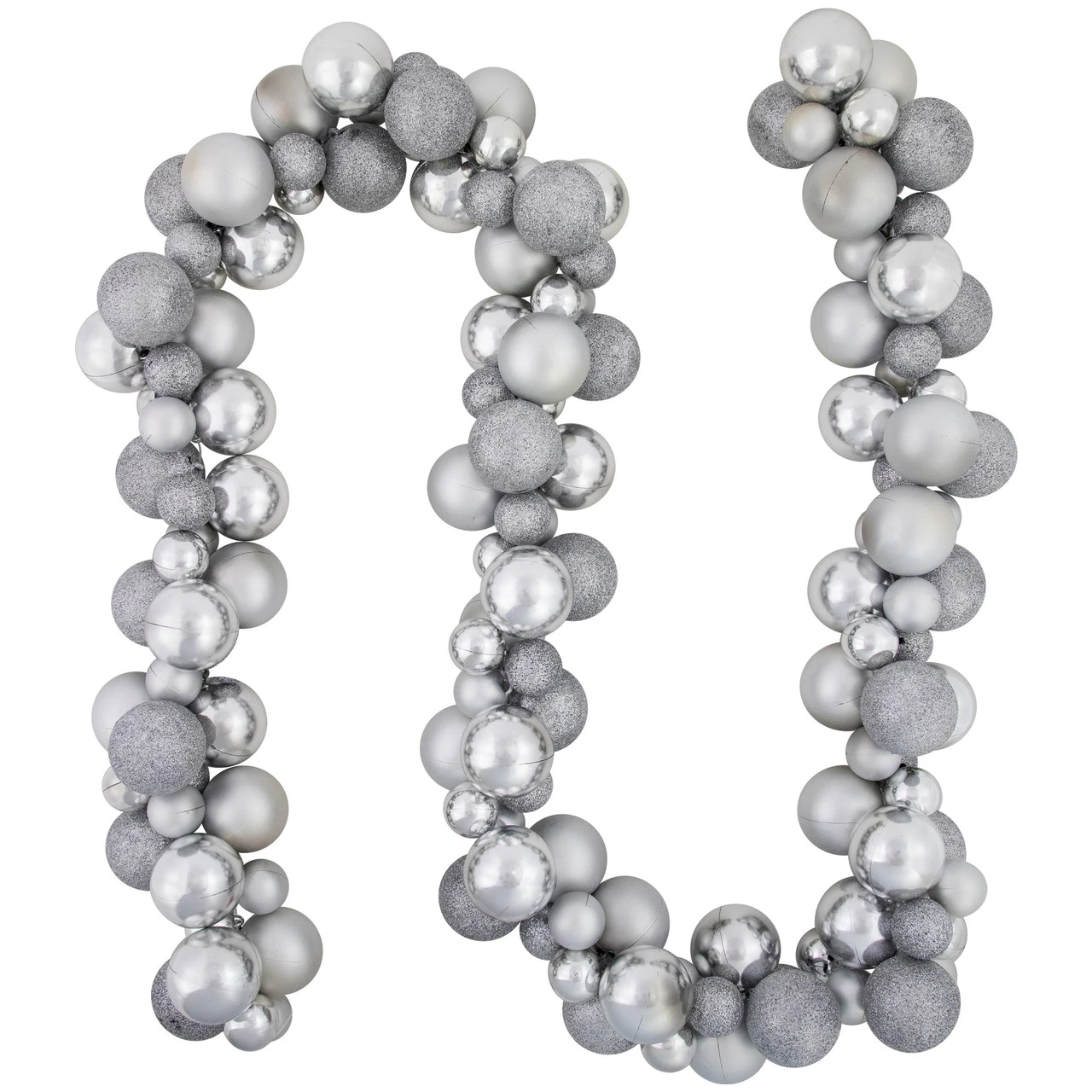 6' Silver Shatterproof Ball 3-Finish Christmas Garland 3 6' Silver Shatterproof Ball 3-Finish Christmas Garland