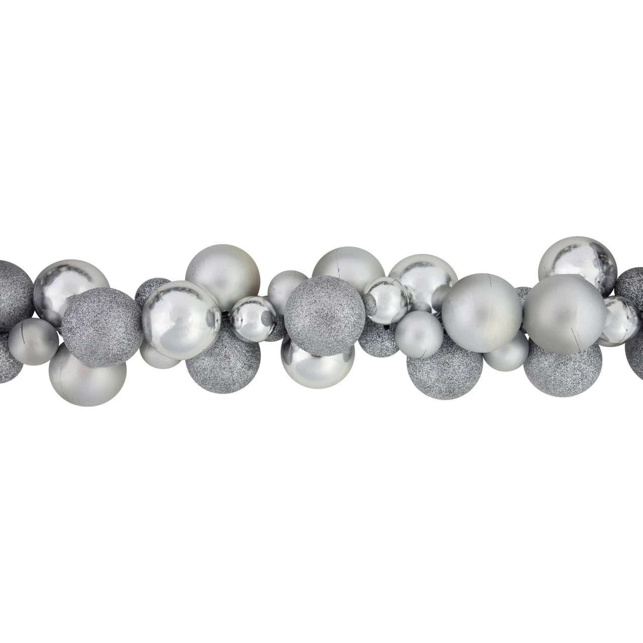 6' Silver Shatterproof Ball 3-Finish Christmas Garland 7 6' Silver Shatterproof Ball 3-Finish Christmas Garland - Image 5