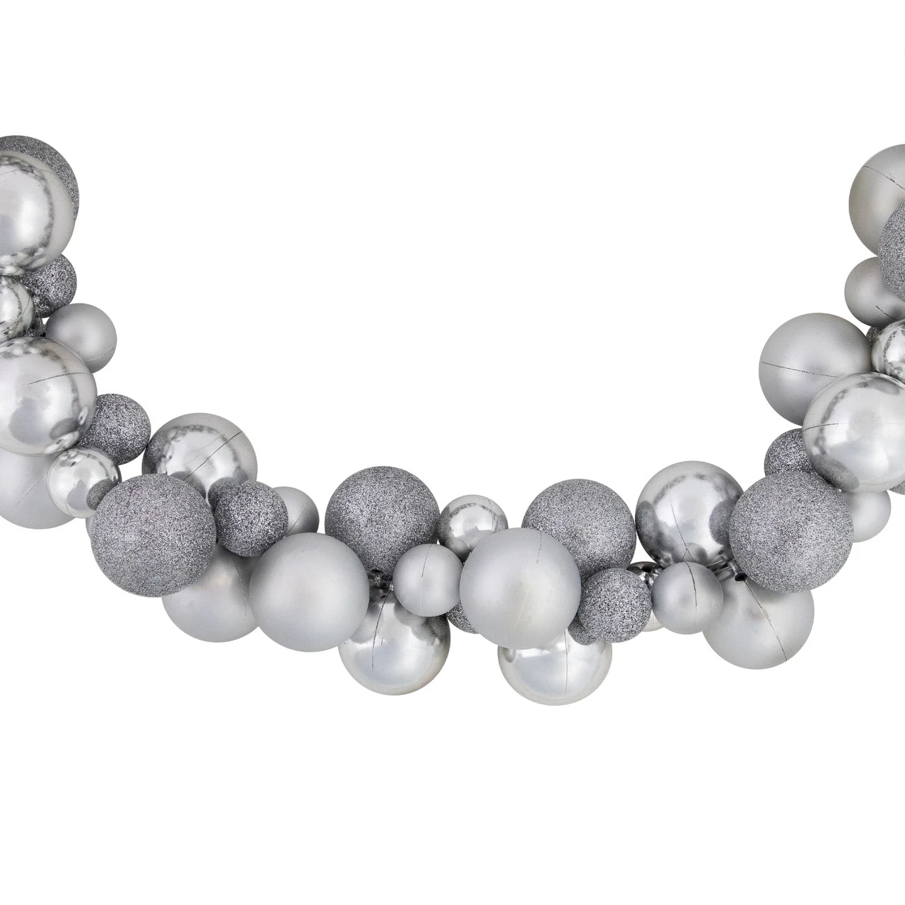 6' Silver Shatterproof Ball 3-Finish Christmas Garland 6 6' Silver Shatterproof Ball 3-Finish Christmas Garland - Image 4