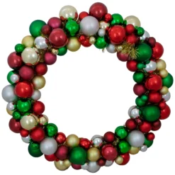 Traditional Colors 2-Finish Shatterproof Ball Christmas Wreath, 36-Inch