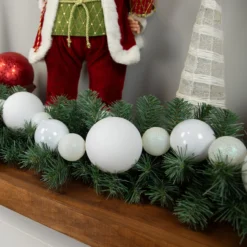 6' White Shatterproof Ball 3-Finish Christmas Garland -Noel Twinkle Shop northlight sm93811 styled 2 02941.1687800826