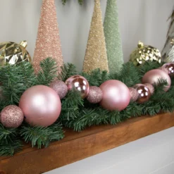 6' Pink Shatterproof Ball 3-Finish Christmas Garland 10 6' Pink Shatterproof Ball 3-Finish Christmas Garland -Noel Twinkle Shop northlight sm93813 styled 2 06213.1687801151