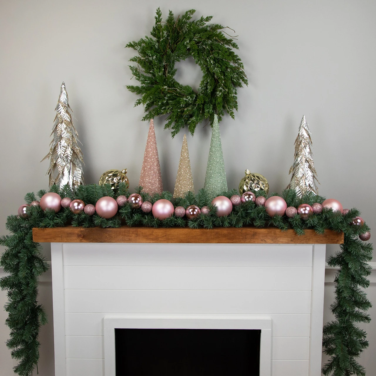 6' Pink Shatterproof Ball 3-Finish Christmas Garland 4 6' Pink Shatterproof Ball 3-Finish Christmas Garland - Image 2