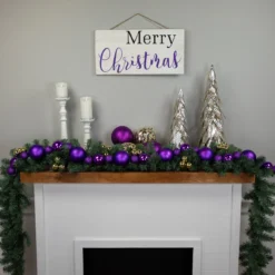6' Purple Shatterproof Ball 3-Finish Christmas Garland -Noel Twinkle Shop northlight sm93814 styled 16721.1687801147