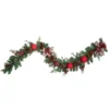 6' Green Pine Artificial Christmas Garland With Plaid Ornaments And Bows