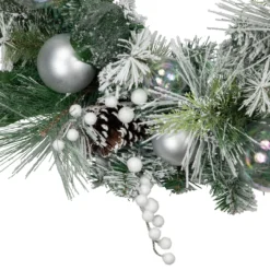 Flocked Pine Artificial Christmas Wreath With Iridescent Ornaments, 24-Inch, Unlit -Noel Twinkle Shop northlight sm94098 3 92653.1680183726