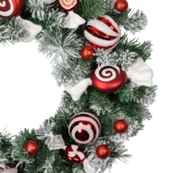 Frosted Pine Artificial Christmas Wreath With Swirled Candy Ornaments, 24-Inch 8 Frosted Pine Artificial Christmas Wreath With Swirled Candy Ornaments, 24-Inch -Noel Twinkle Shop northlight sm94104 2 04207.1680184311