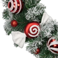 Frosted Pine Artificial Christmas Wreath With Swirled Candy Ornaments, 24-Inch 9 Frosted Pine Artificial Christmas Wreath With Swirled Candy Ornaments, 24-Inch -Noel Twinkle Shop northlight sm94104 3 55013.1680184312