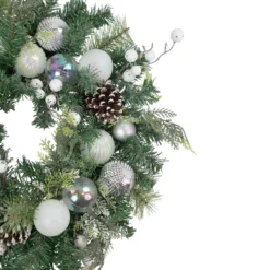 Green Pine Artificial Christmas Wreath With Berries And Iridescent Ornaments, 24-Inch 7 Green Pine Artificial Christmas Wreath With Berries And Iridescent Ornaments, 24-Inch -Noel Twinkle Shop northlight sm94110 2 59093.1667530852