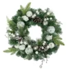 Green Pine Frosted Artificial Christmas Wreath With Laced Ornaments, 24-Inch, Unlit 2 Green Pine Frosted Artificial Christmas Wreath With Laced Ornaments, 24-Inch, Unlit -Noel Twinkle Shop northlight sm94113 1 28860.1667540259